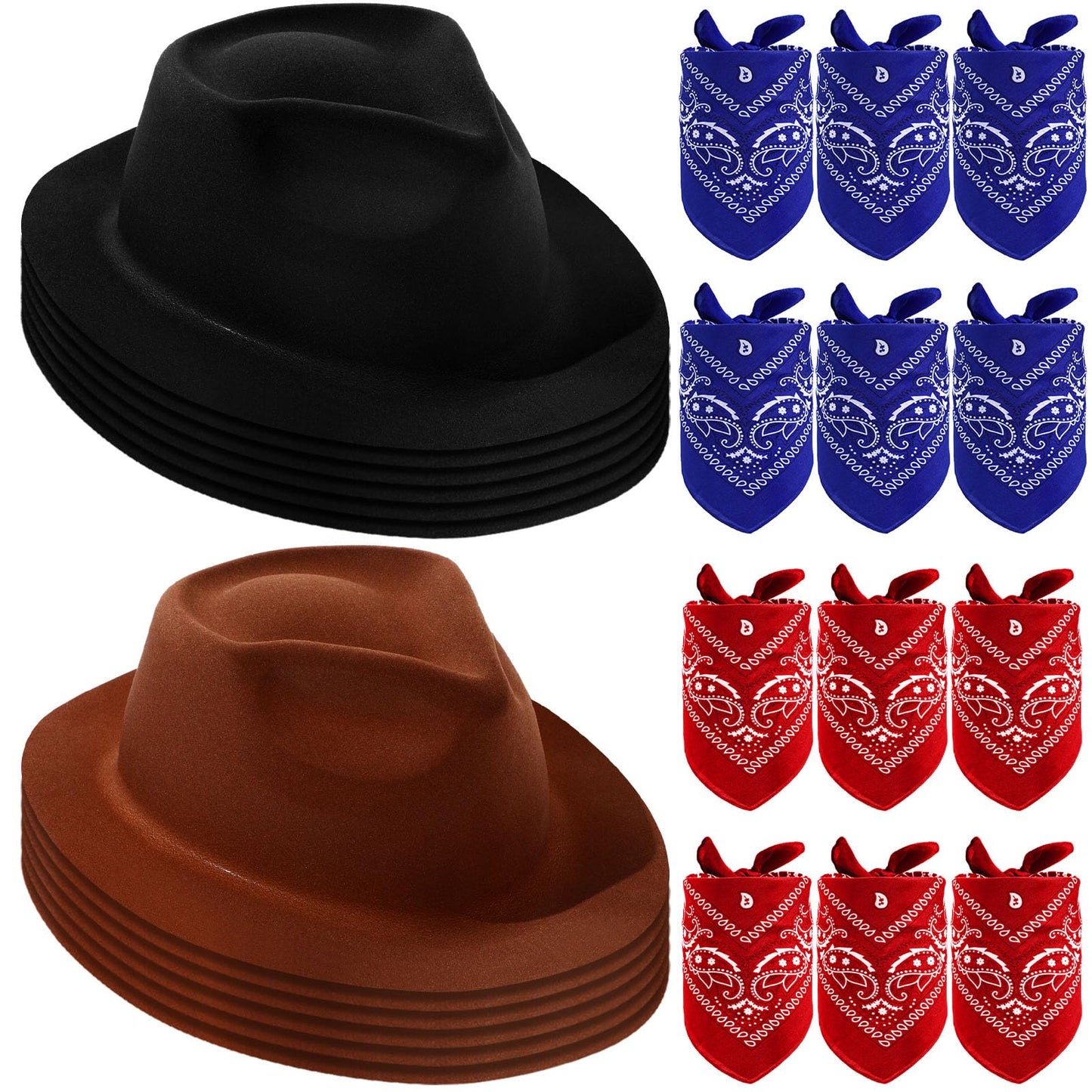 Western Cowboy Hats with Bandanas for Party Photo Props