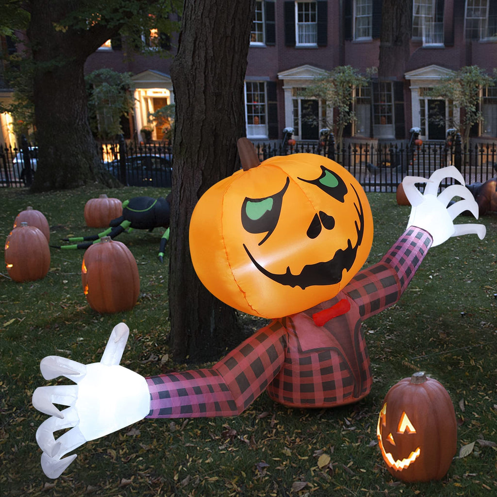 Youngfan 7FT Long Halloween Inflatable Outdoor Decorations Pumpkin Ghost