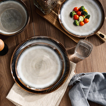 Melamine Dinnerware Set with Plates and Bowls for Indoor and Outdoor Use