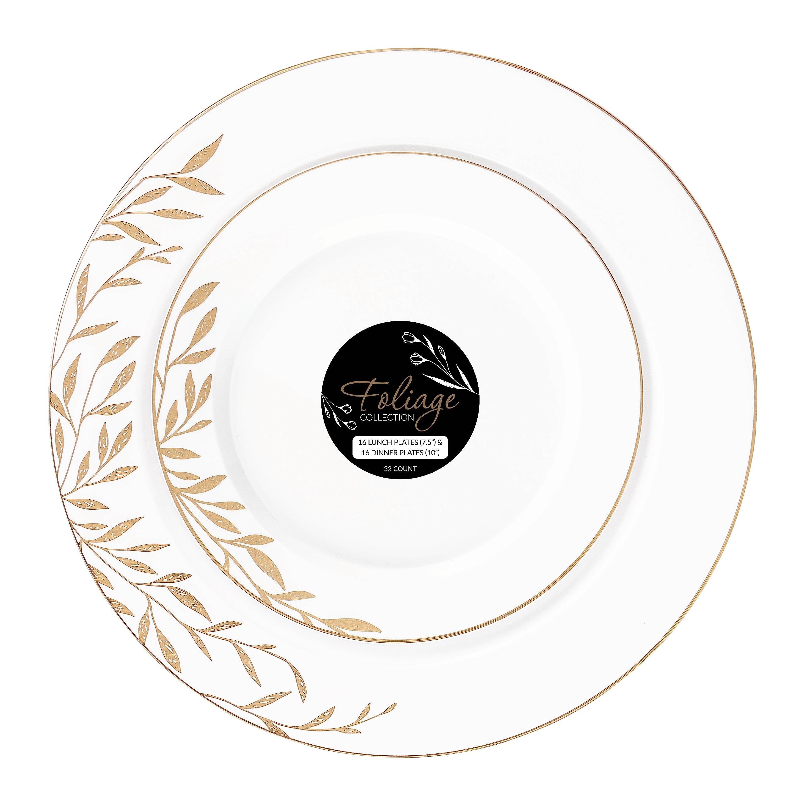 Elegant Disposable Plastic Plates Set with Dinner and Salad Plates