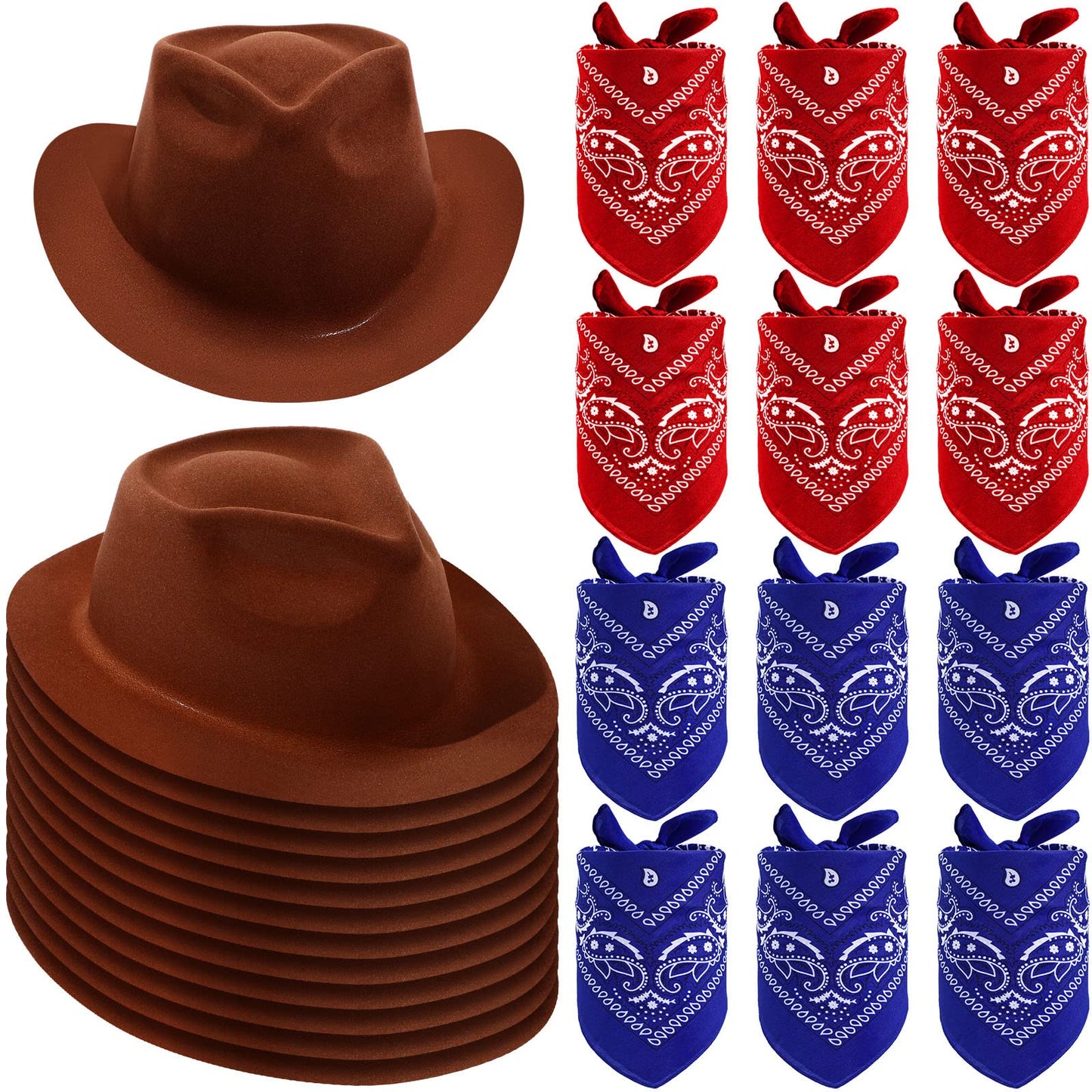 Western Cowboy Hats with Bandanas for Party Photo Props