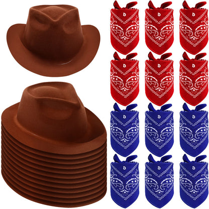 Western Cowboy Hats with Bandanas for Party Photo Props