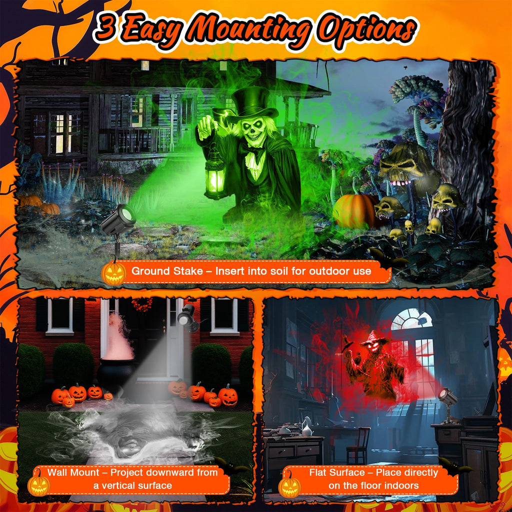 HoneyFair 12 in 1 Halloween Decorations Outdoor 3D Dynamic Projector Light