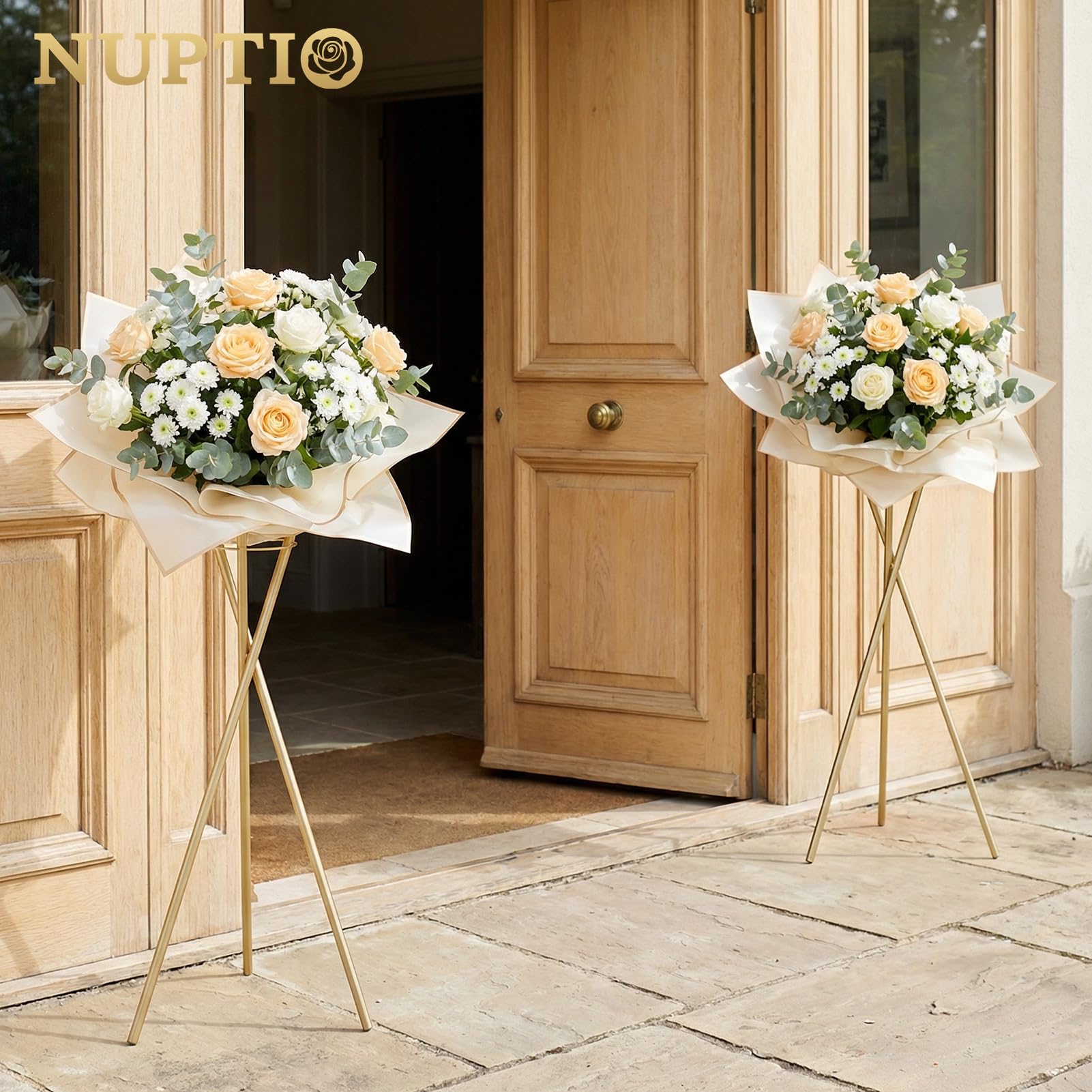 NUPTIO Tripod Flower Display Stand, 39.4" Tall, 2 Pcs, for Grand Opening