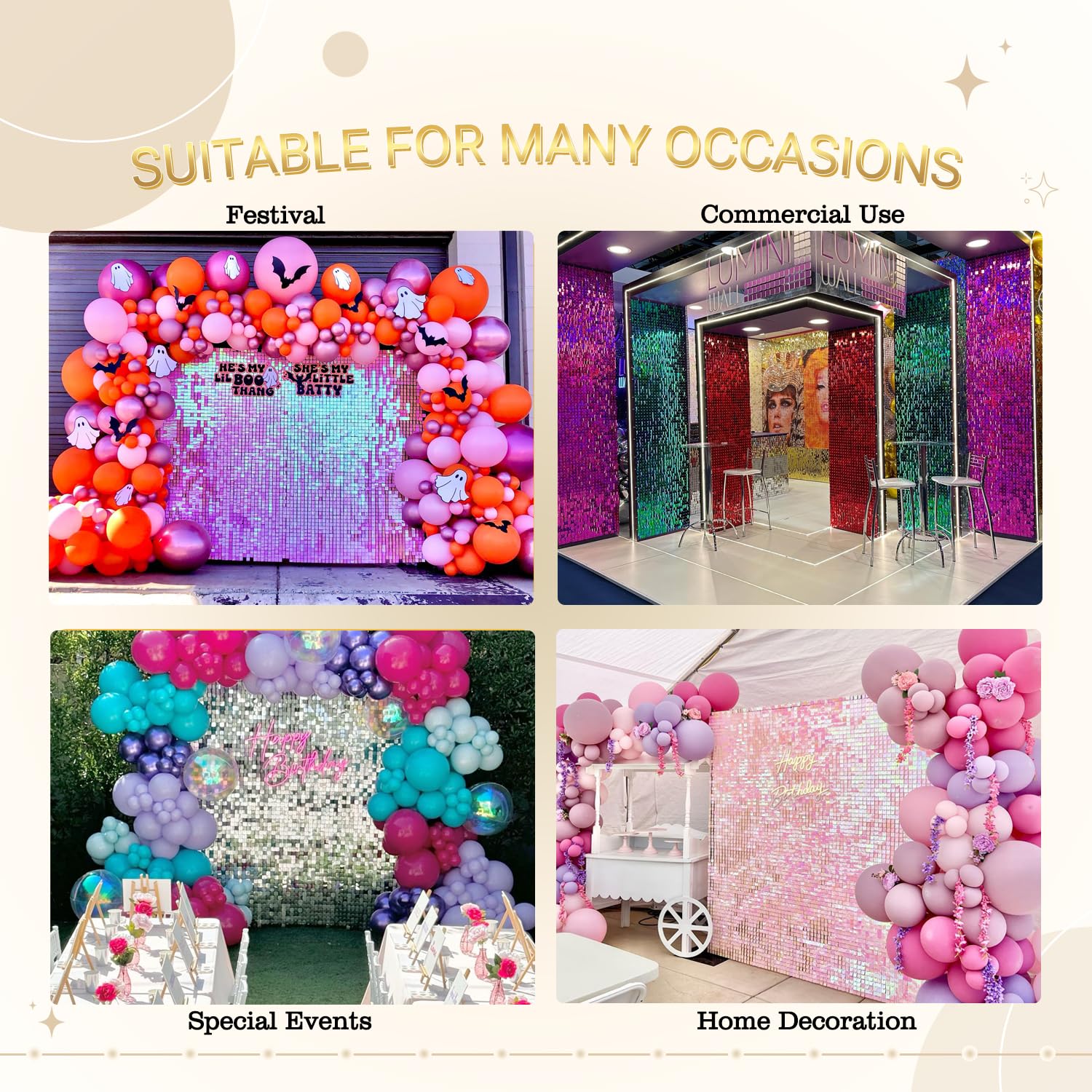 Kate Shimmer Wall Backdorp Decoration for Birthday Party,Wedding, Anniversary
