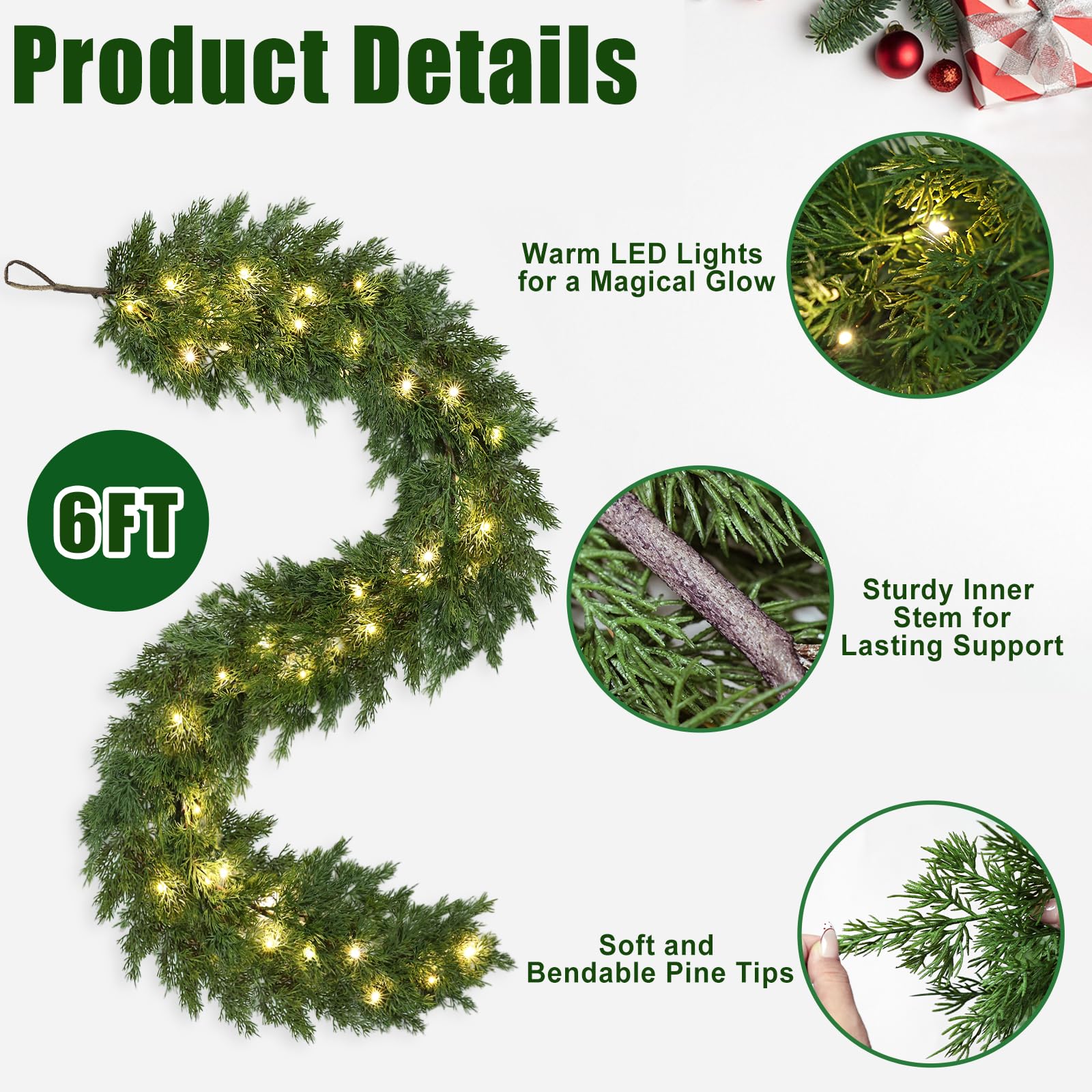 MSMUH Pine Garland Christmas Garland