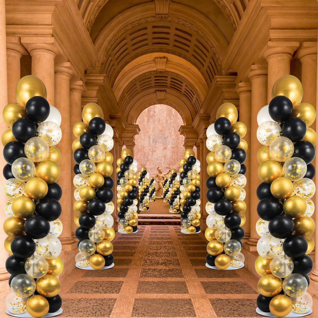 Black and Gold Balloon Column Stand Kit for Party Decorations