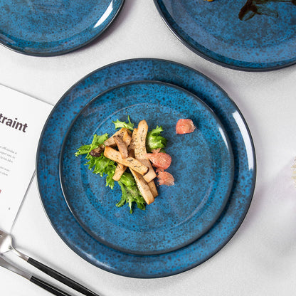 Blue Melamine Dinnerware Set with Plates and Bowls for Everyday Use