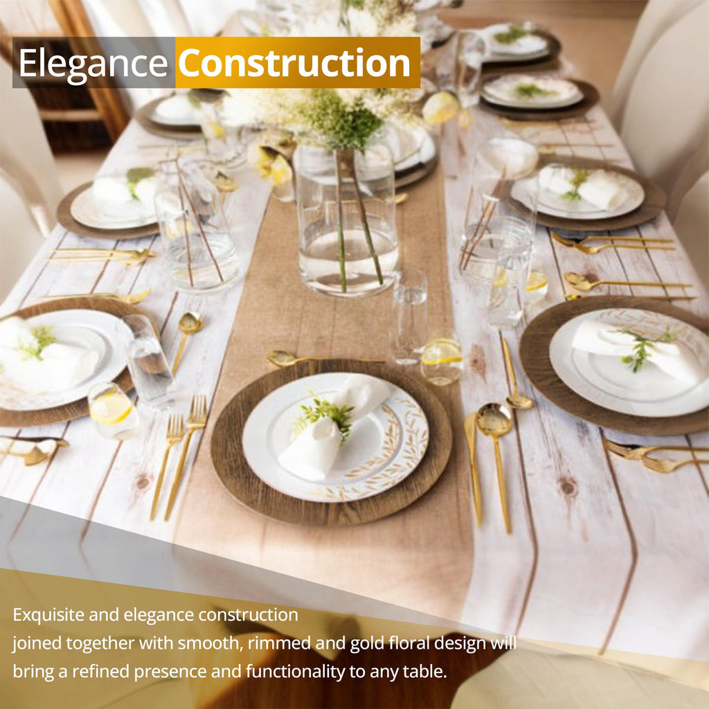 Elegant Disposable Plastic Plates Set with Dinner and Salad Plates