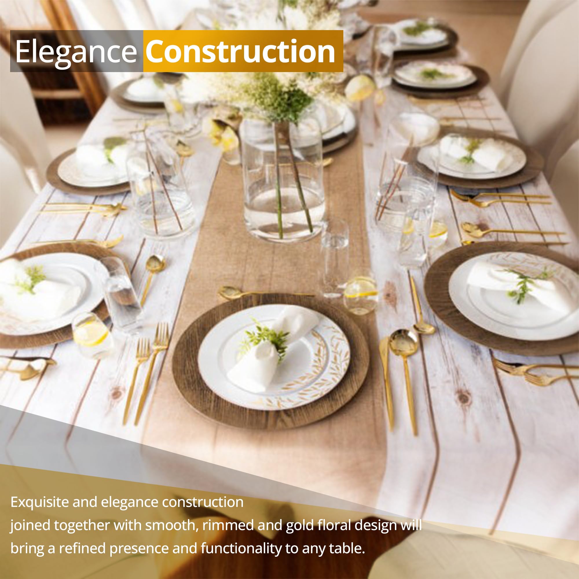Elegant Disposable Plastic Plates Set with Dinner and Salad Plates