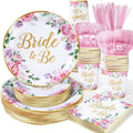 Floral Bridal Shower Tableware Set with Plates, Napkins and Cups