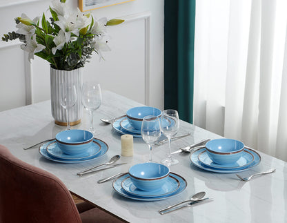 Green Melamine Dinnerware Set with Plates and Bowls for Camping and RV Use