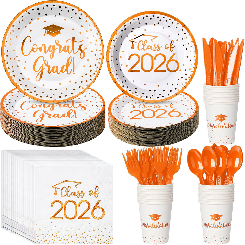 MASHAN white graduation plates and napkins set