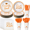 MASHAN white graduation plates and napkins set