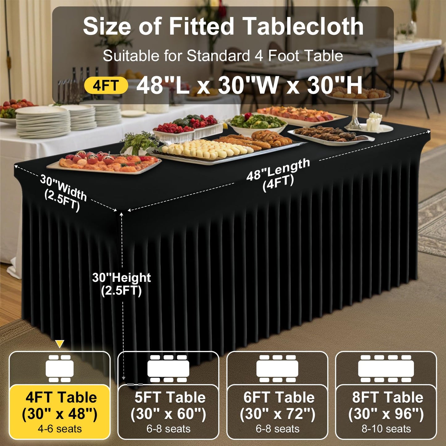 Stretch Fitted Tablecloth for Wedding, Banquet and Party Events