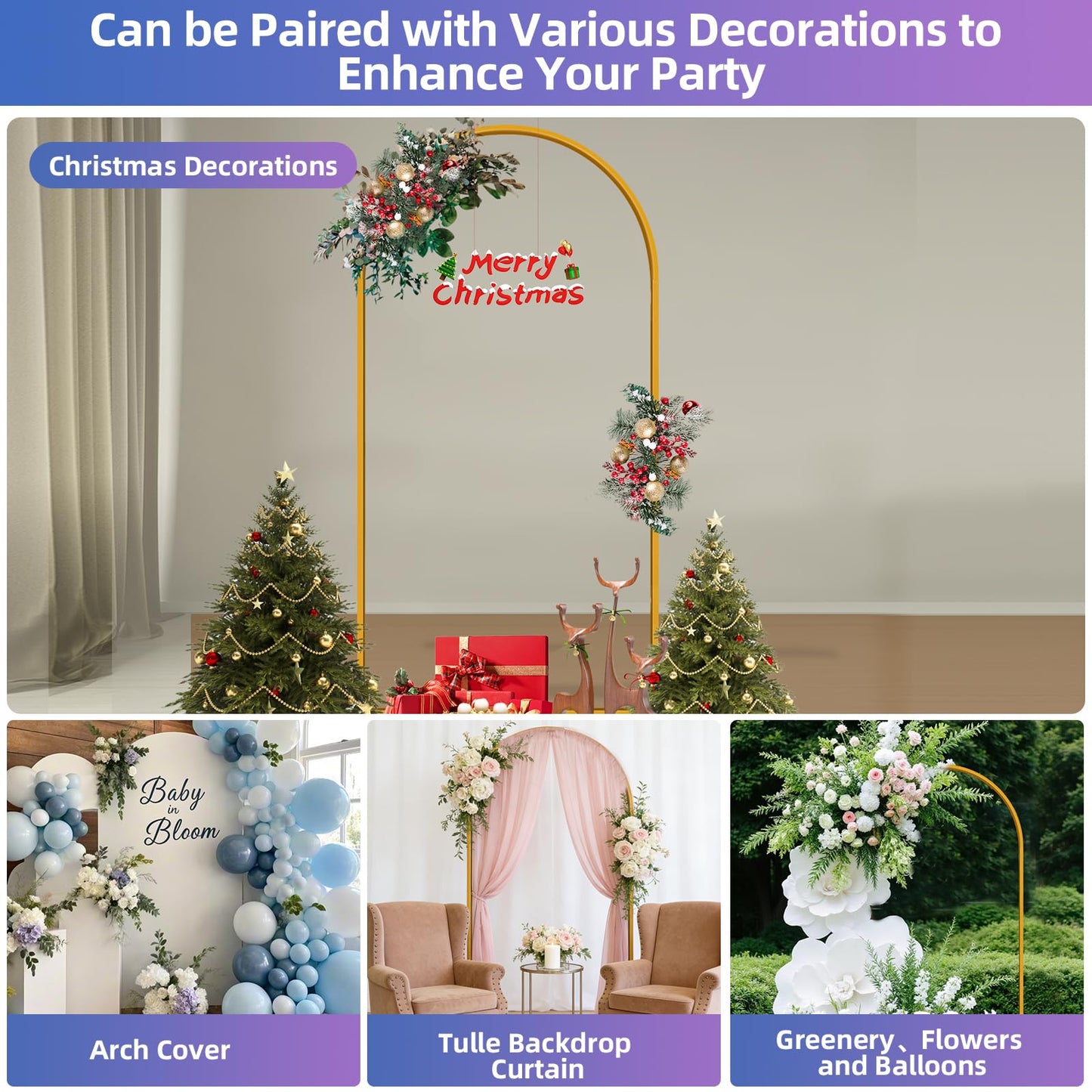 HEMMOTOP Metal Arch Backdrop Stand