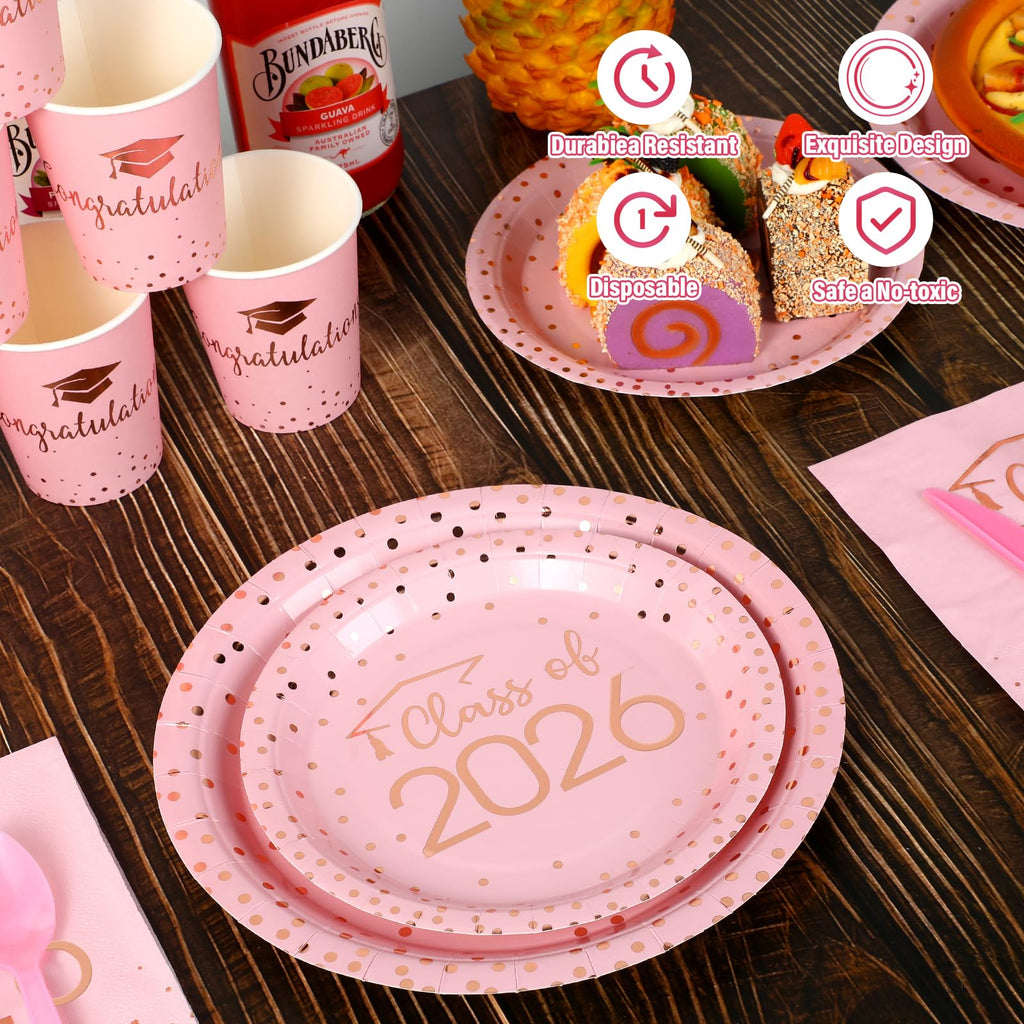 MASHAN white graduation plates and napkins set