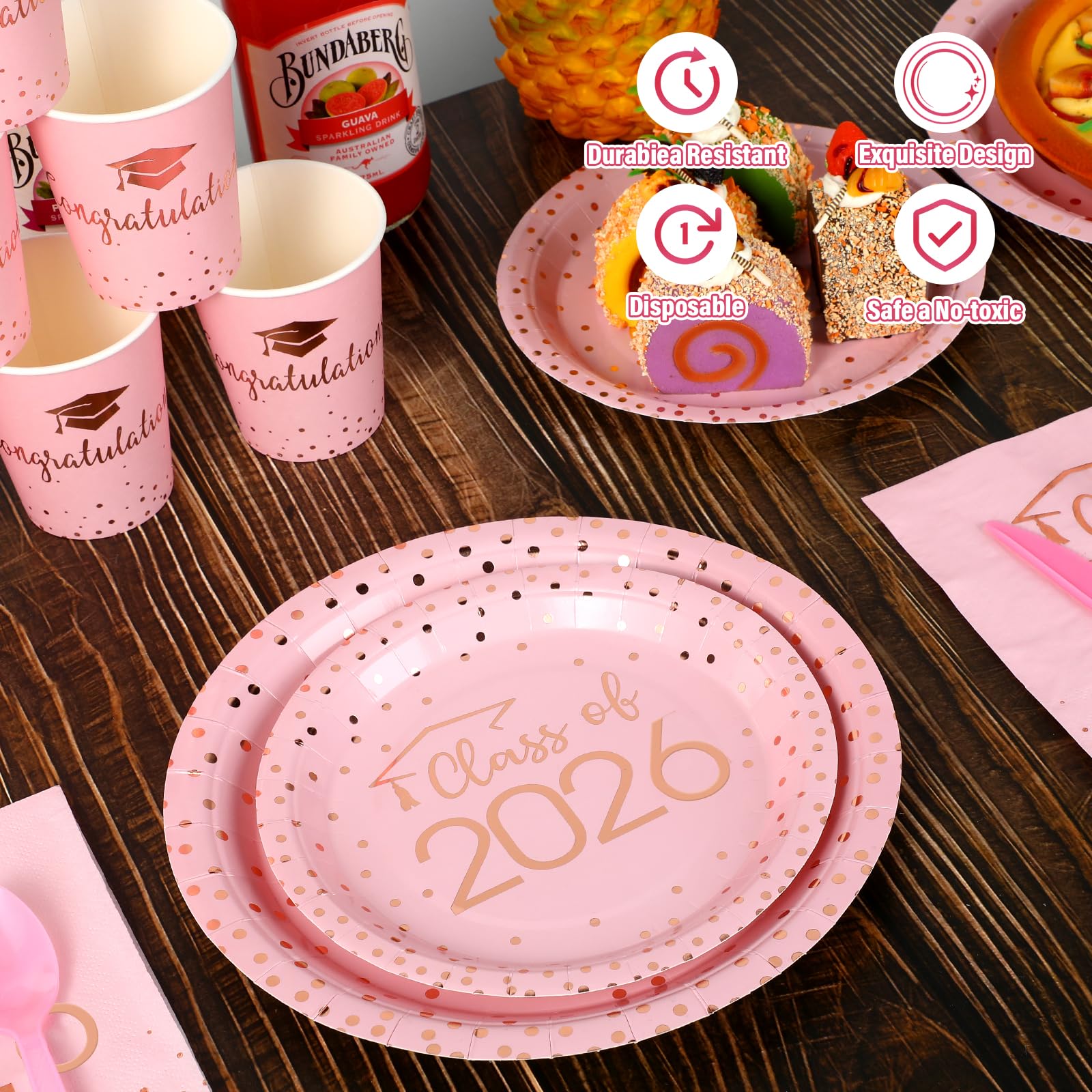 MASHAN white graduation plates and napkins set