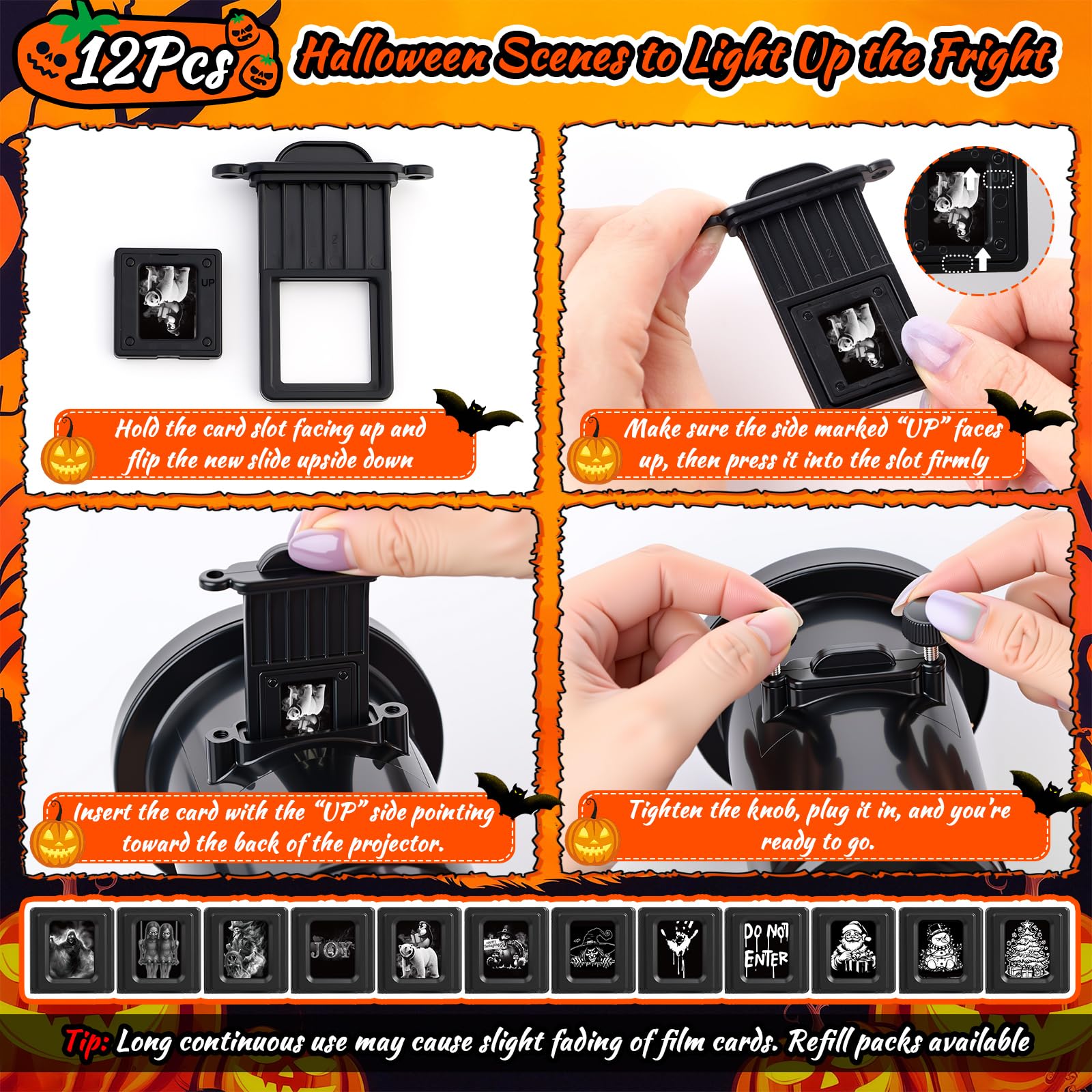 HoneyFair 12 in 1 Halloween Decorations Outdoor 3D Dynamic Projector Light