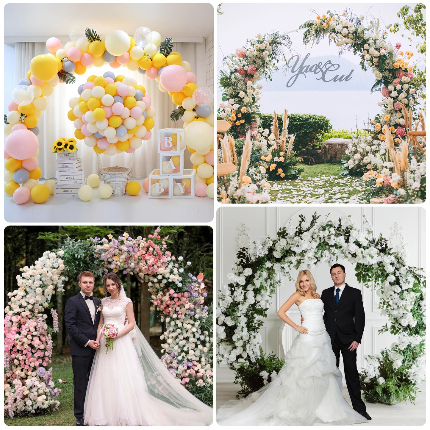 Gold Round Wedding Arch Backdrop Stand for Floral and Party Decor