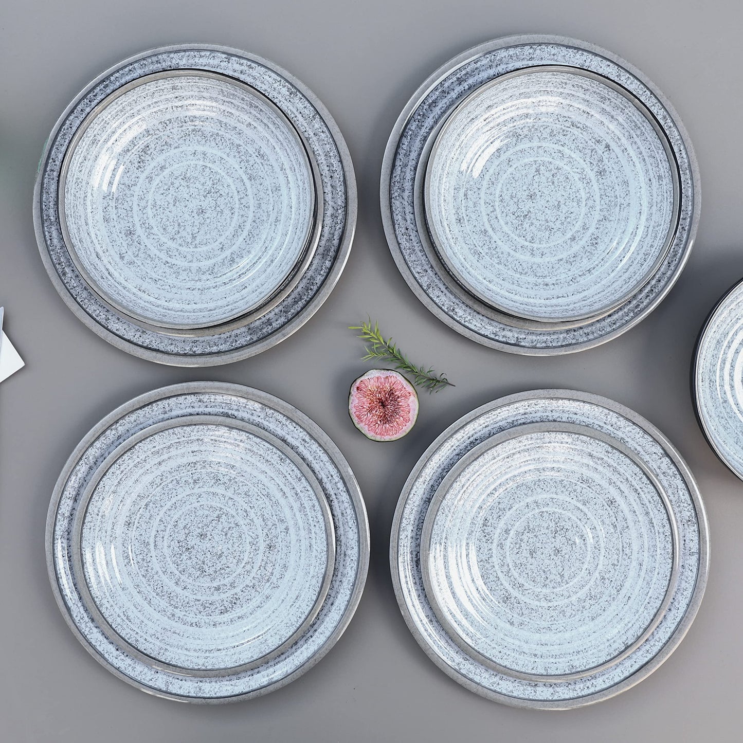 Melamine Dinnerware Set with Plates and Bowls for Everyday Use